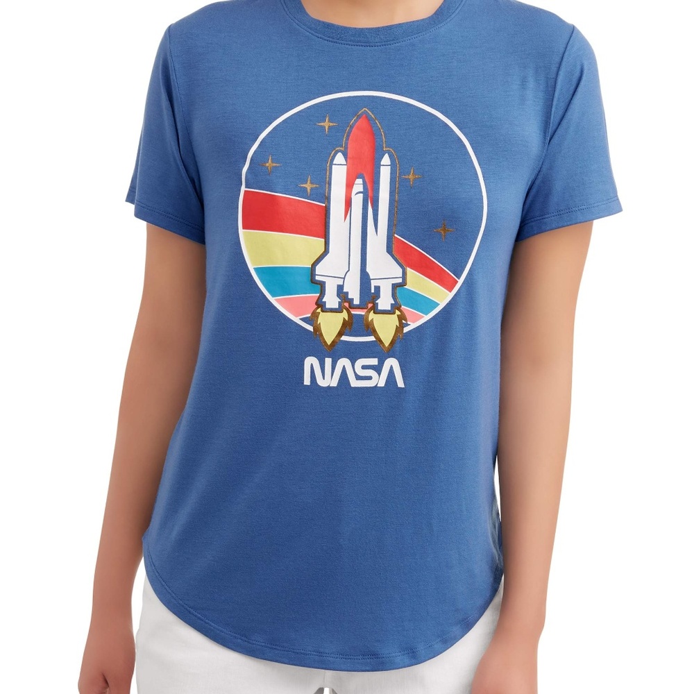 NASA JUNIORS LT BLUE TEE CELEBRATE 50 YEARS NEW